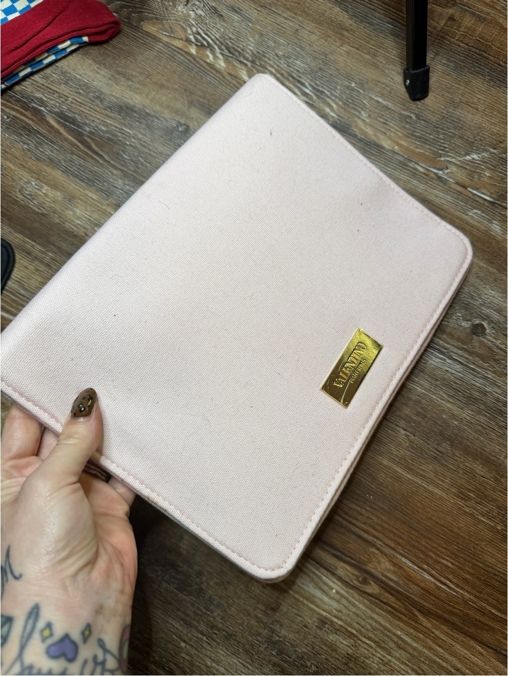 Valentino Parfum Pink Clutch with Gold Accents